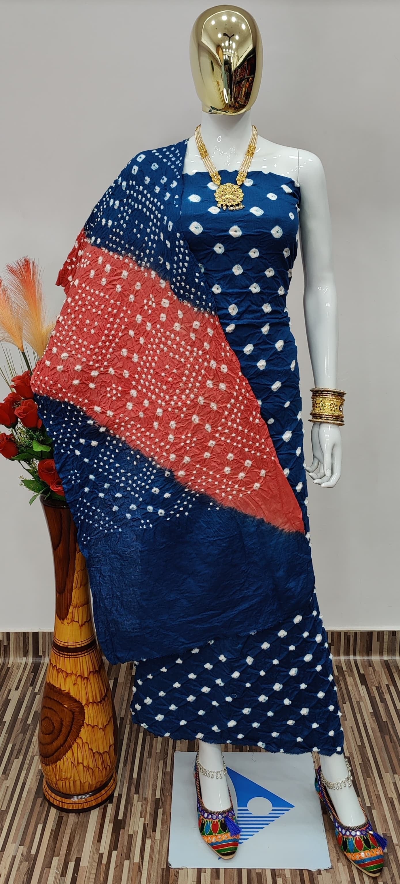 Cotton Satin Contrast Self Kutch Bandhani Dress Material - Premium  from Ethenika.com  - Just INR 1590! Shop now at Ethenika.com 