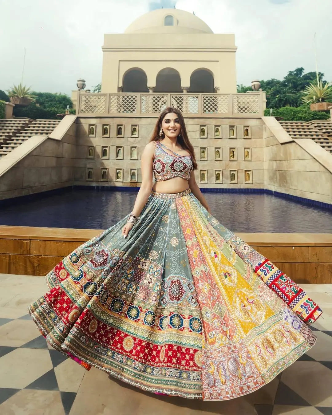 Digital Print Mirror Work Navratri Special Chaniya Choli Ethenika.com