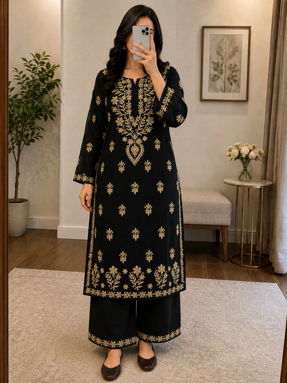 Soft Rayon Cotton Chikankari Kurti Pant Set (Ready to Wear)