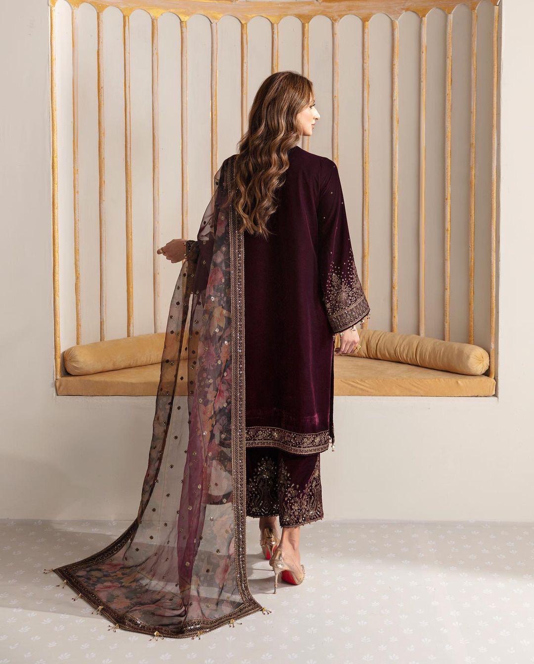 Viscose Sequence work Party Wear Velvet Suit - Premium  from Ethenika.com  - Just INR 3290! Shop now at Ethenika.com 