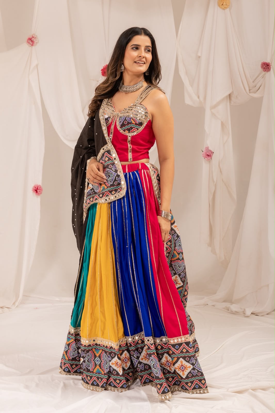 Rayon Multicolor Patola Print Chaniya Choli | Navratri Garba Wear