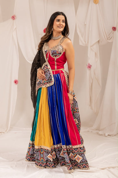 Rayon Multicolor Patola Print Chaniya Choli | Navratri Garba Wear