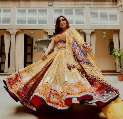 Muslin Cotton Digital Print Mirror Work Navratri Special Designer Chaniya Choli