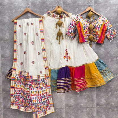 Roman Silk Sequence Gotta with Mill Embroidery work Navratri Special 6M Flair Designer Chaniya Choli (Ready to Wear)