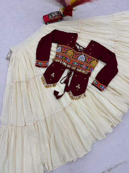 Pure Cotton Kodi Gamthi Hand Embroidered Designer Lehenga Choli - 9 Meter Flair