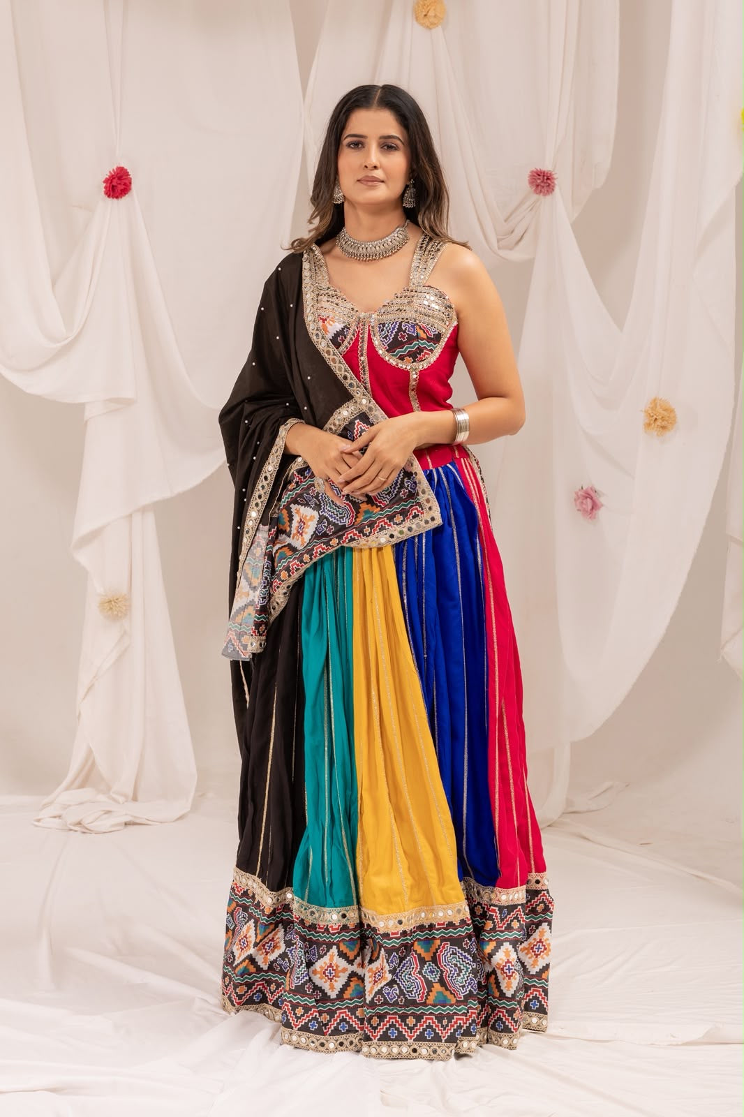 Rayon Multicolor Patola Print Chaniya Choli | Navratri Garba Wear