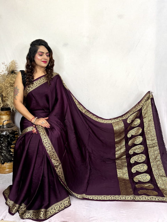 Modal Silk Golden Embroidery work Keri Pallu Saree - Premium  from Ethenika.com  - Just INR 5990! Shop now at Ethenika.com 