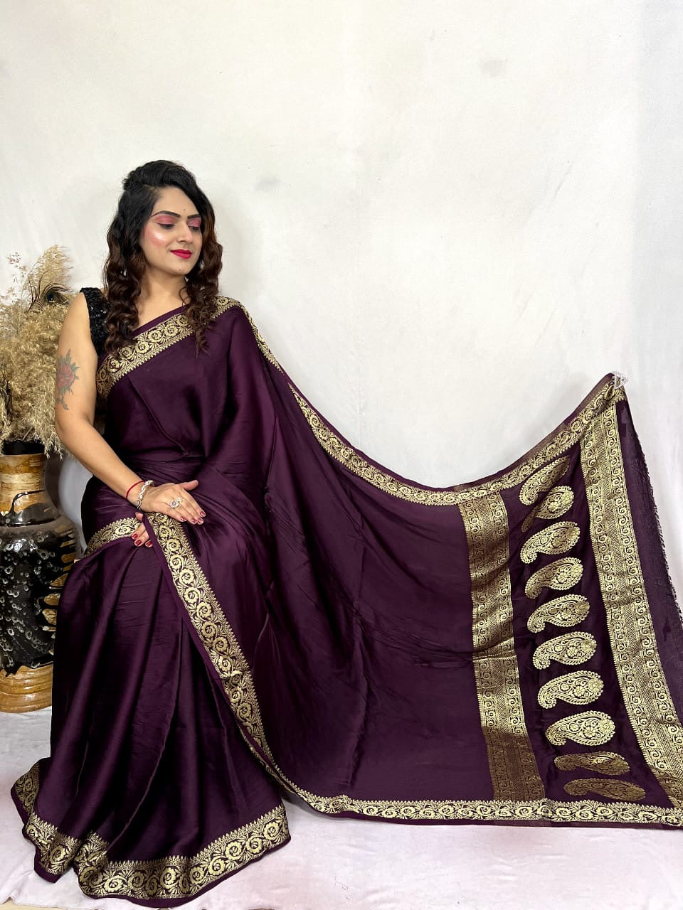 Modal Silk Golden Embroidery work Keri Pallu Saree - Premium  from Ethenika.com - Just INR 5990! Shop now at Ethenika.com 