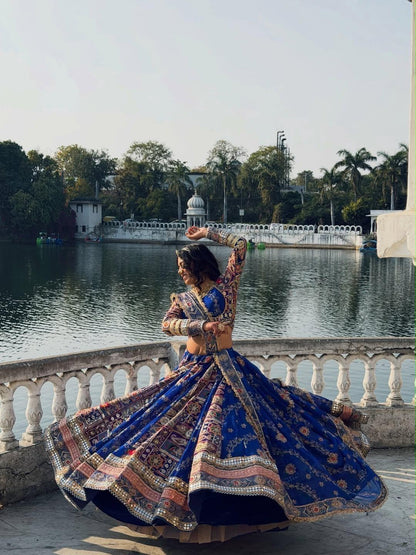Muslin Silk Digital Print with Mirror Work Designer Chaniya Choli