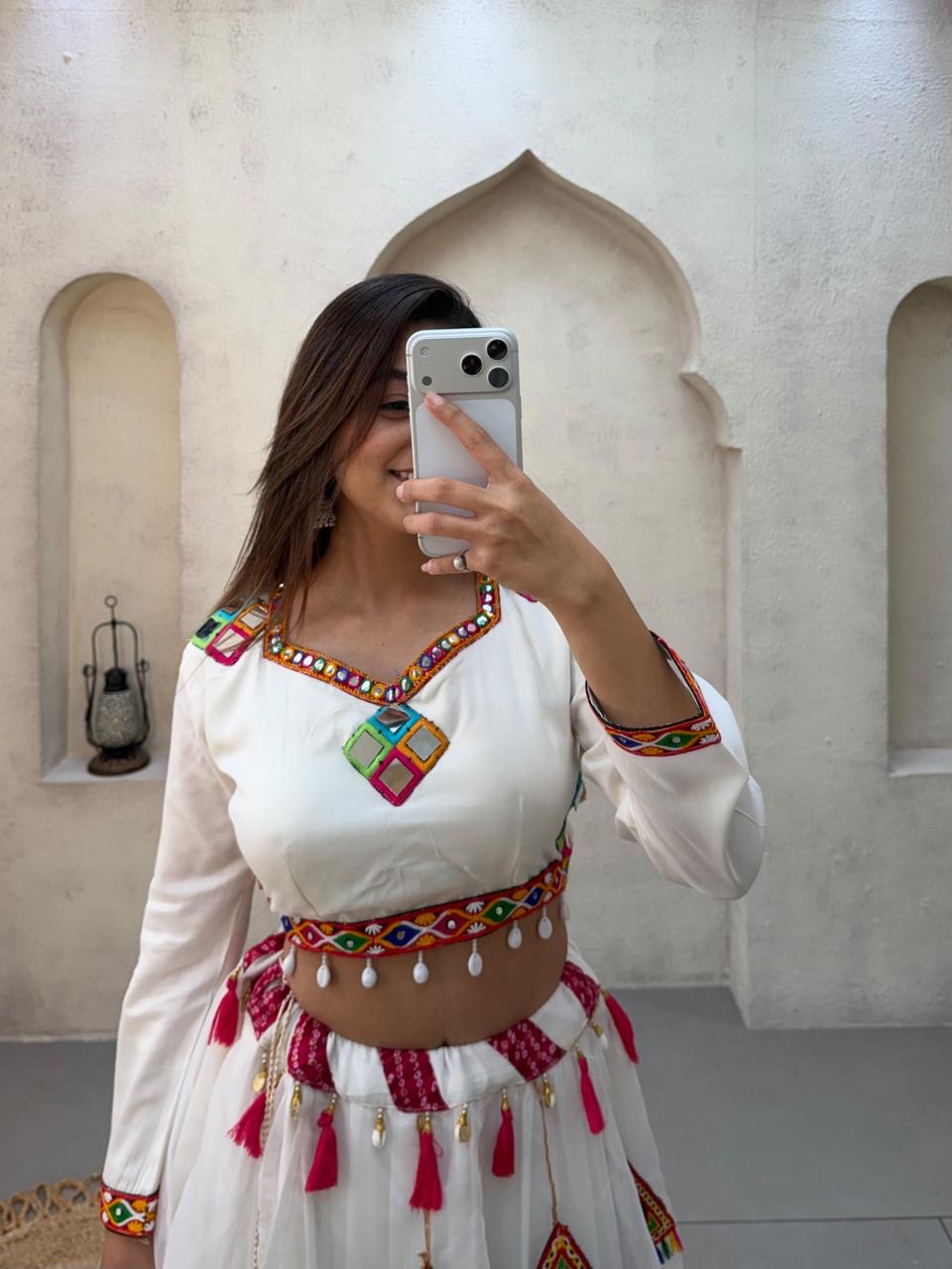Mirror work blouse and flared lehenga - Navratri collection