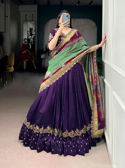 Vachitra Silk Sequence Thread Embroidery Work Designer Lehenga Choli Set