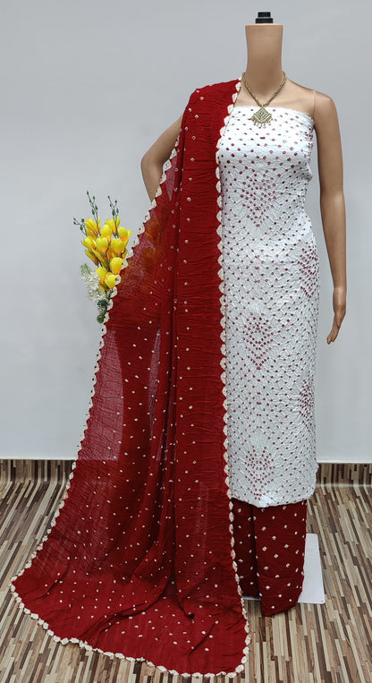 Cotton White Concept Kutch Barik Bandhej work Bandhani Dress Material - Premium  from Ethenika.com  - Just INR 1890! Shop now at Ethenika.com 