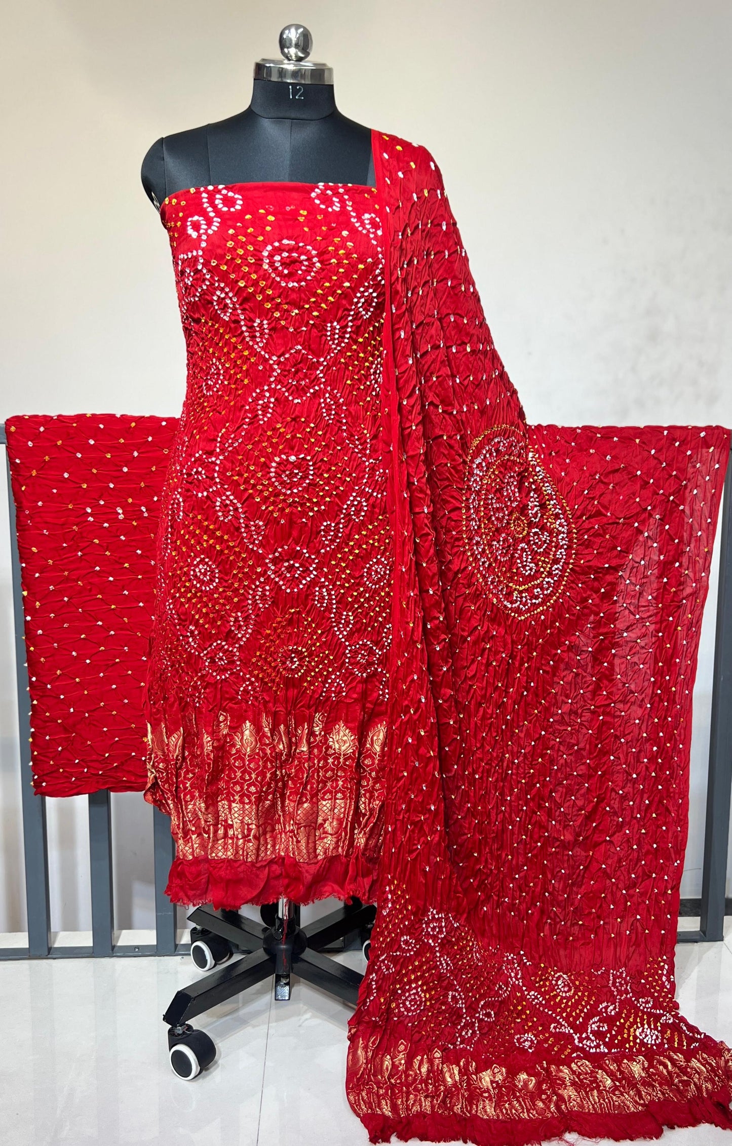 Modal Silk Authentic Hand Crafted Kutch Bandhej Dress Material