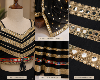 Pure Cotton Gamthi Mirror Work Designer Chaniya Choli – 6 Meter Flair, Navratri Special