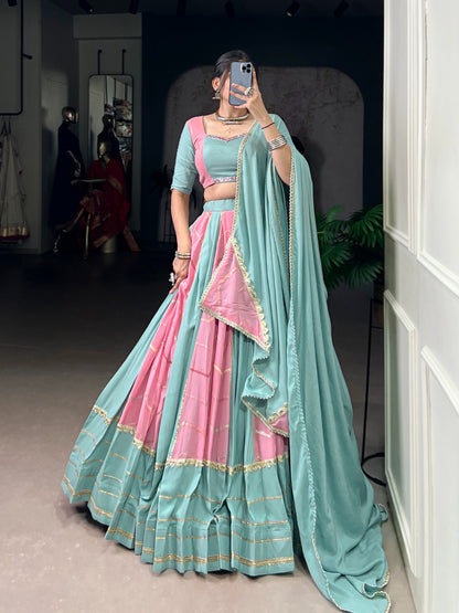Sequence Embroidery Work lace touch up Dual Tone Navratri Special Designer Lehenga Choli (Ready to Wear)
