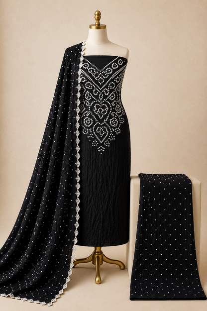 Pure Cotton Kutch Handmade 3Pc Unstitched Bandhani Dress Material