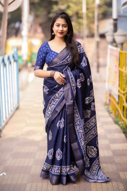 Soft Silk Batik Print Saree - Premium  from Ethenika.com  - Just INR 1590! Shop now at Ethenika.com 