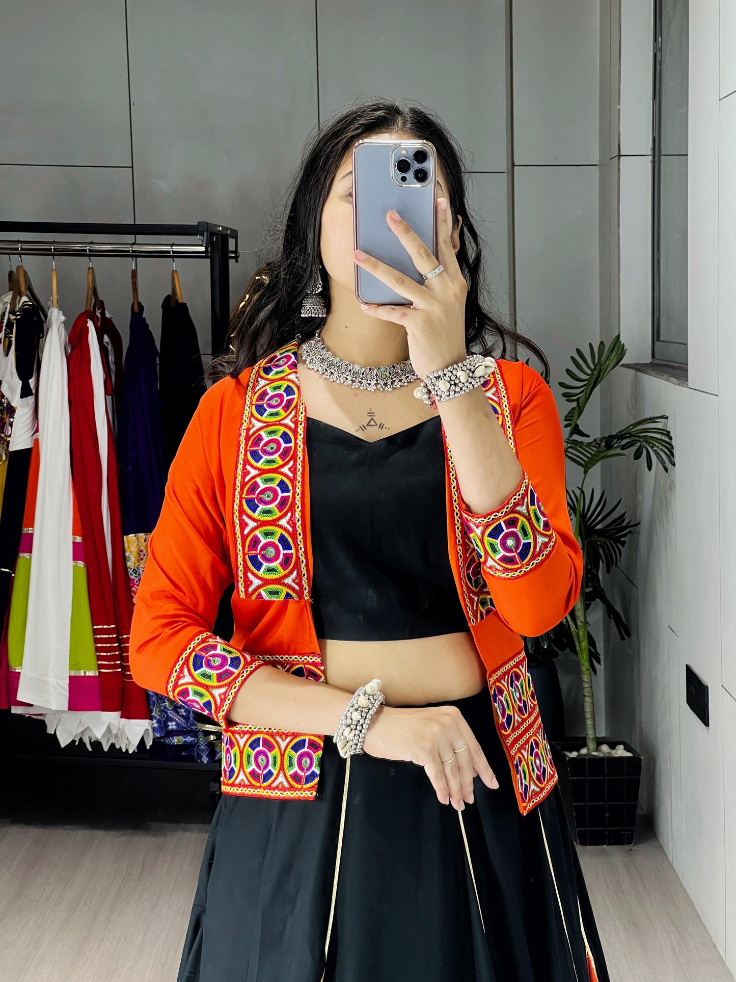 Rayon Cotton Gota Patti Kutchi Work Navratri Garba Special Chaniya Choli With Koti Set (Ready to Wear)