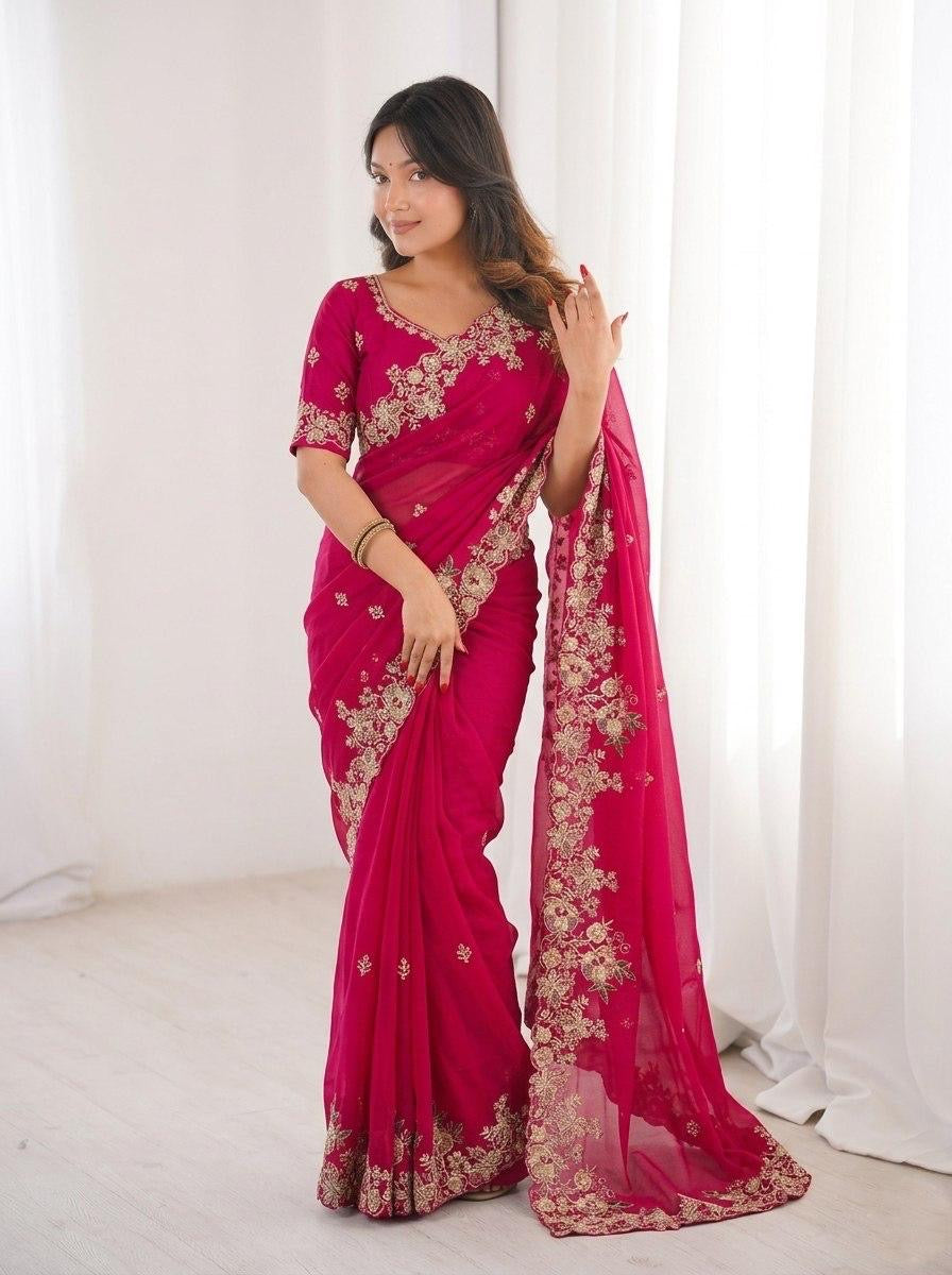 Ethenika Premium Chiffone Party Wear Designer Saree