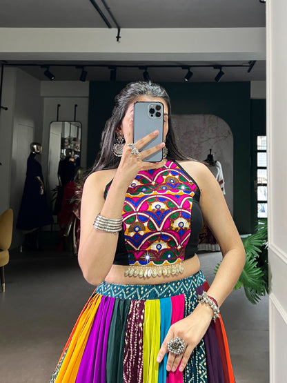 Rayon multicolor Lehenga Choli - back view