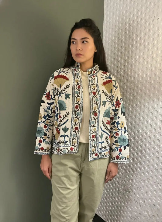 Ethenika Real Hand Knitted Embroidery Work Jacket For Women (All Season) Ethenika.com