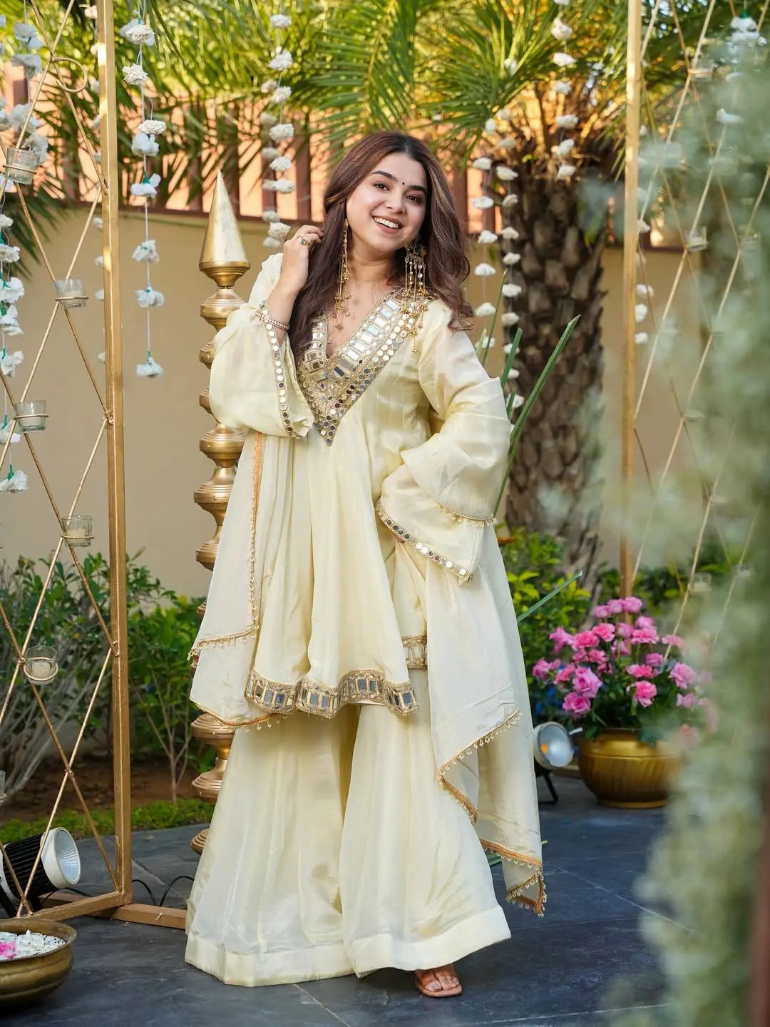 Ethenika Trending Mirror Work Kurti Sharara Dupatta Set Ethenika.com