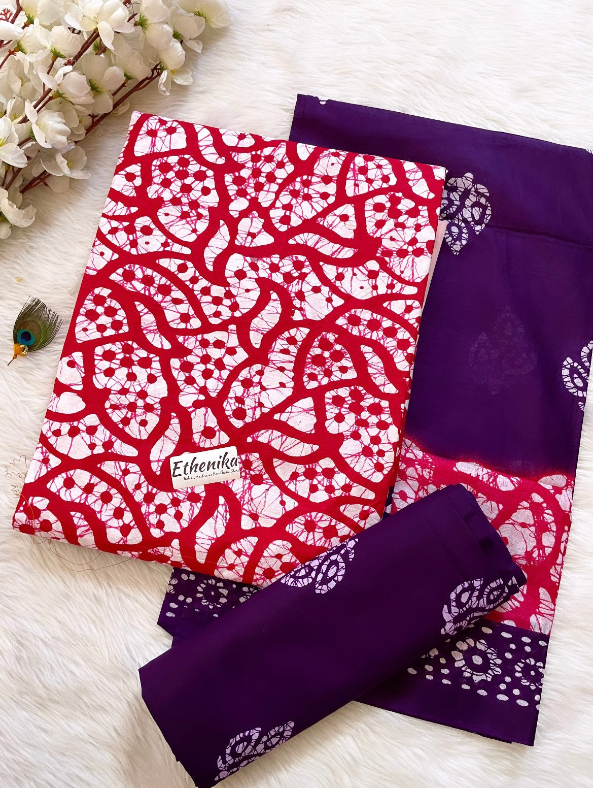 Cotton Hand Blocked Wax Batik Dress Material – Ethenika.com