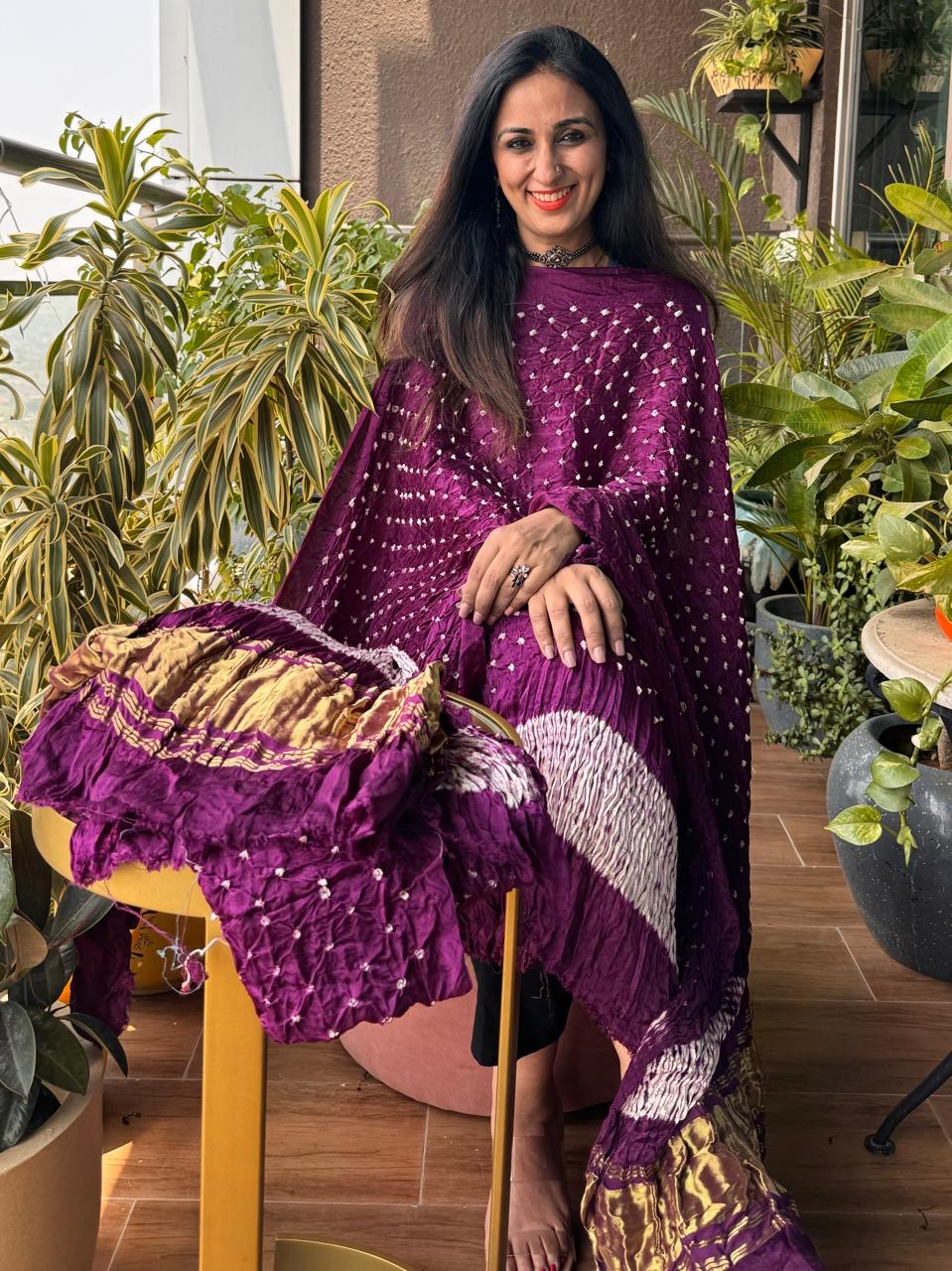 Bandhani Pattu Cloth Dresses Pure Modal Silk Tye N Dye Authentic