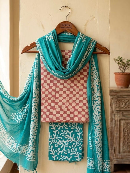 Gadhwal Silk Hand Block Print Batik Dress Material