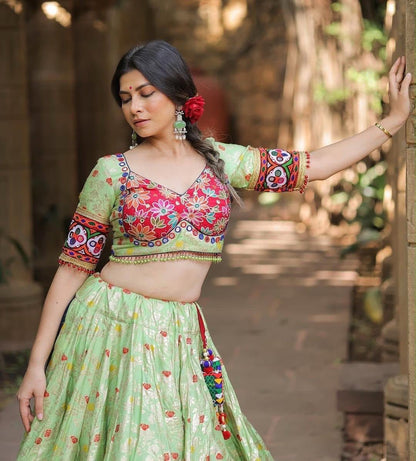 Muslin Digital Print with Mirror Work Designer Chaniya Choli for Navratri