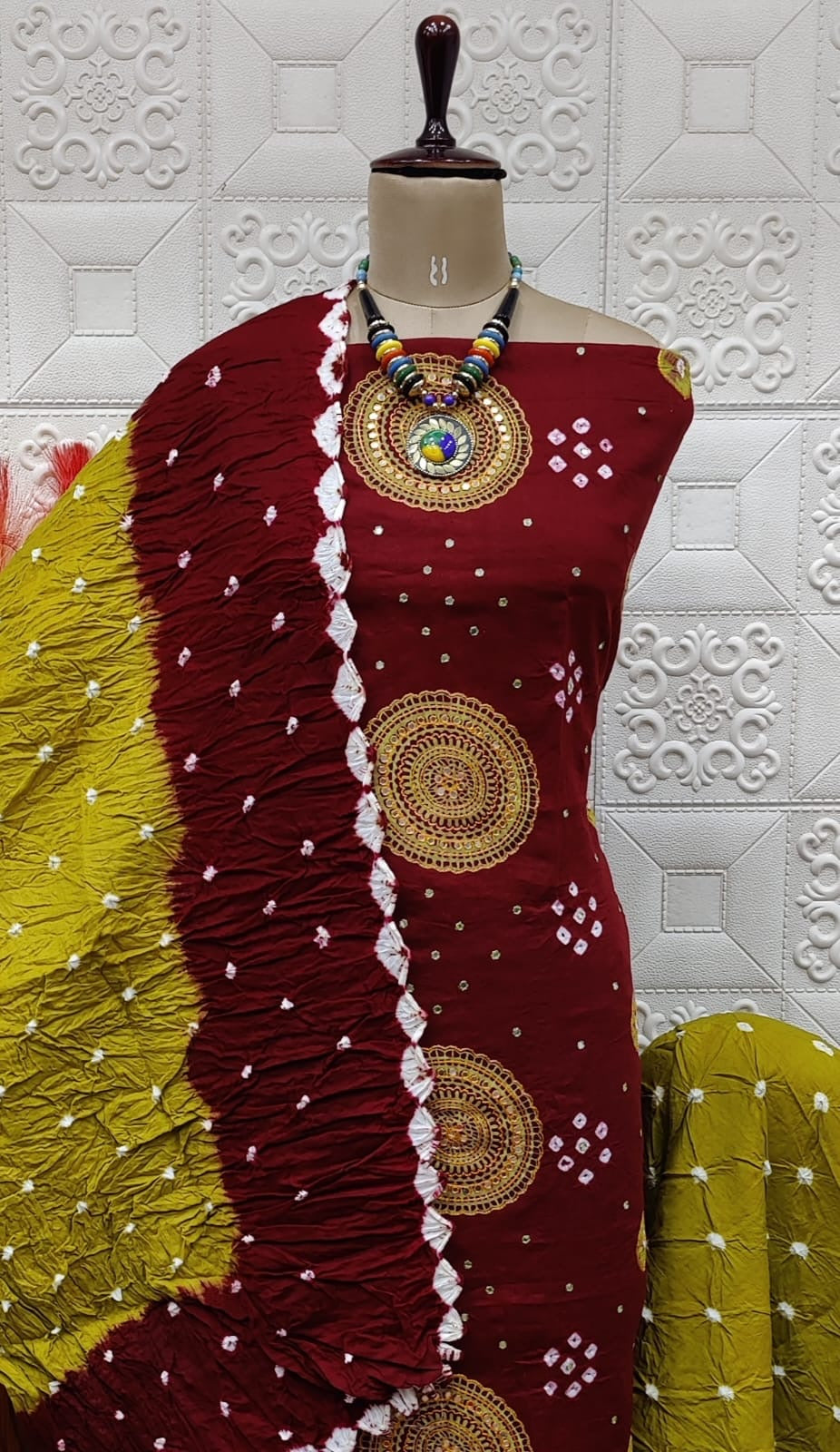 Cotton Thread Khatli Mirror work Bandhani Dress Material - Premium  from Ethenika.com - Just INR 1890! Shop now at Ethenika.com 