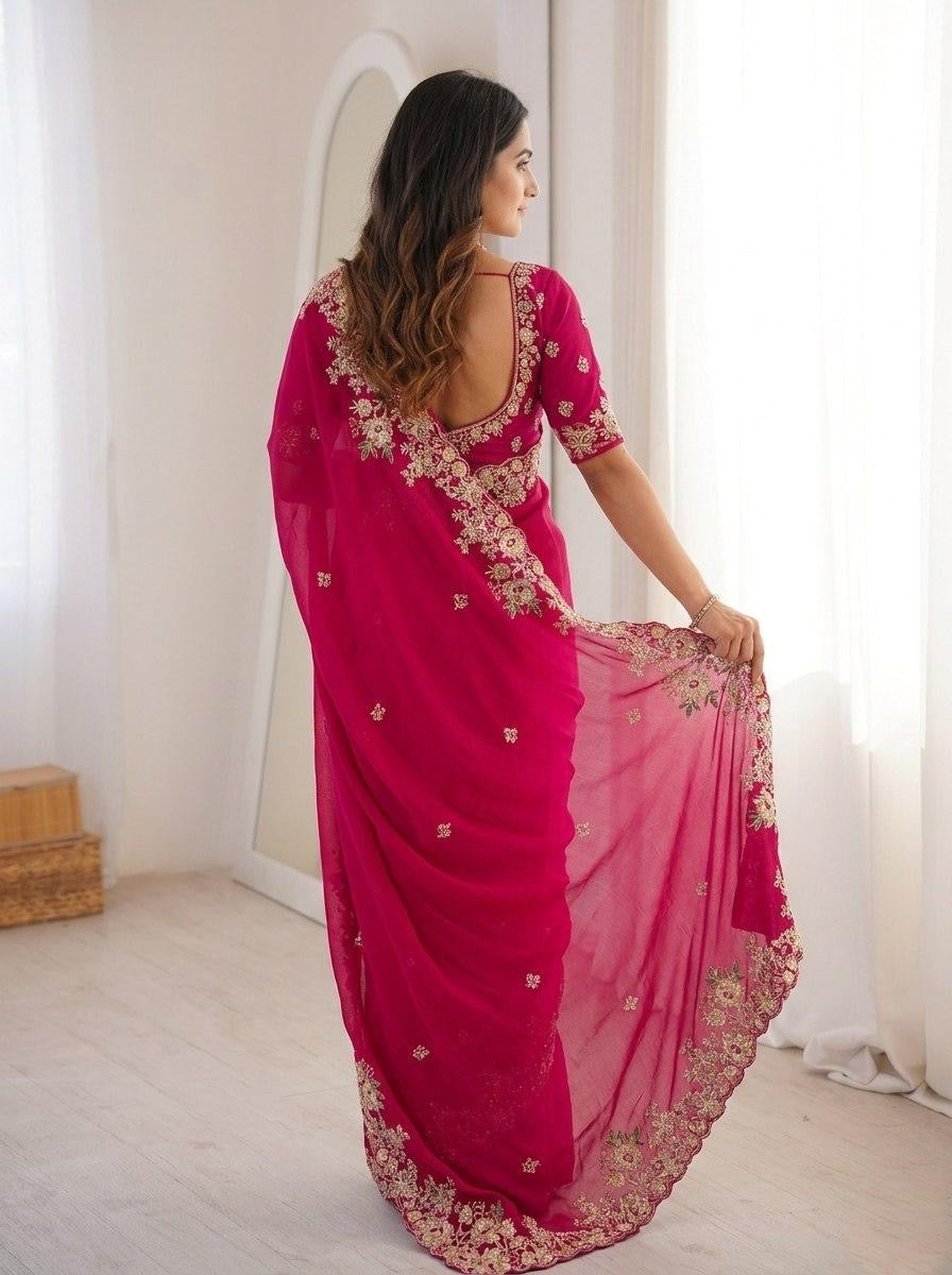 Ethenika Premium Chiffone Party Wear Designer Saree