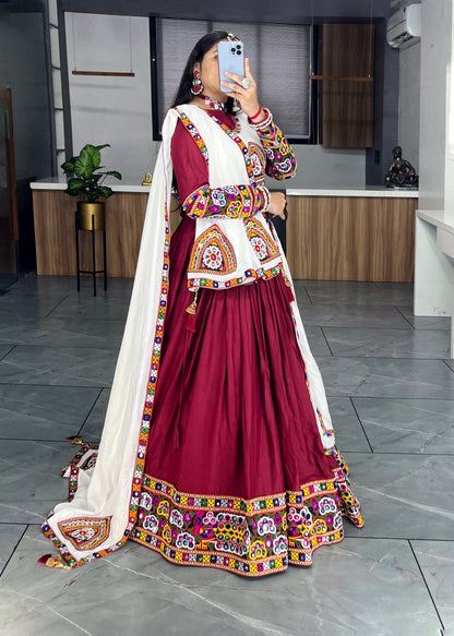 Rayon Cotton Kutchi Gamthi Work Ready Wear Navratri Special Chaniya Choli