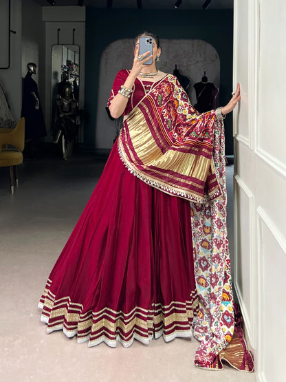 Pastel Silk Georgette Mirror Work Navratri Special Designer Chaniya Choli (Ready to Wear)