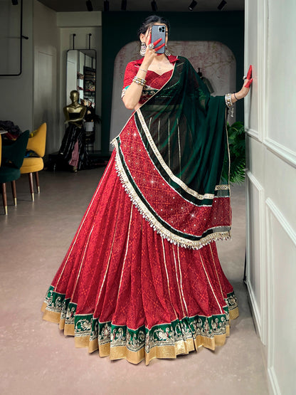 Georgette Bandhani Print Designer Chaniya Choli for Garba