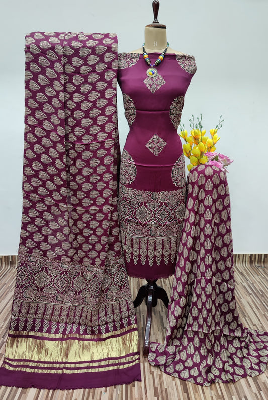 Modal Ghazi Silk Ajrakh Print Dress Material (Unstitched) - Premium  from Ethenika.com  - Just INR 5990! Shop now at Ethenika.com 