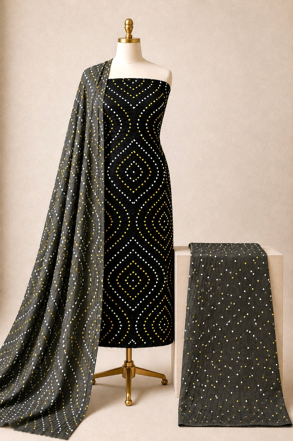 Authentic Jamnagar handmade Bandhani salwar suit material