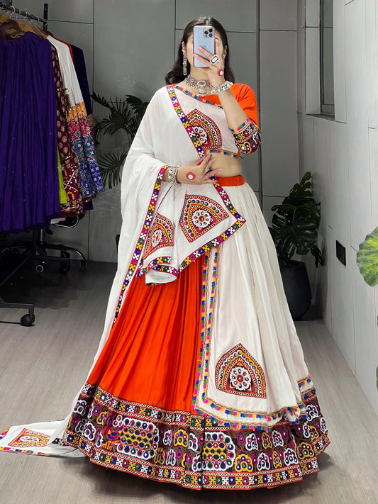 Rayon Cotton Kutchi Gamthi Work Ready Wear Navratri Special Chaniya Choli