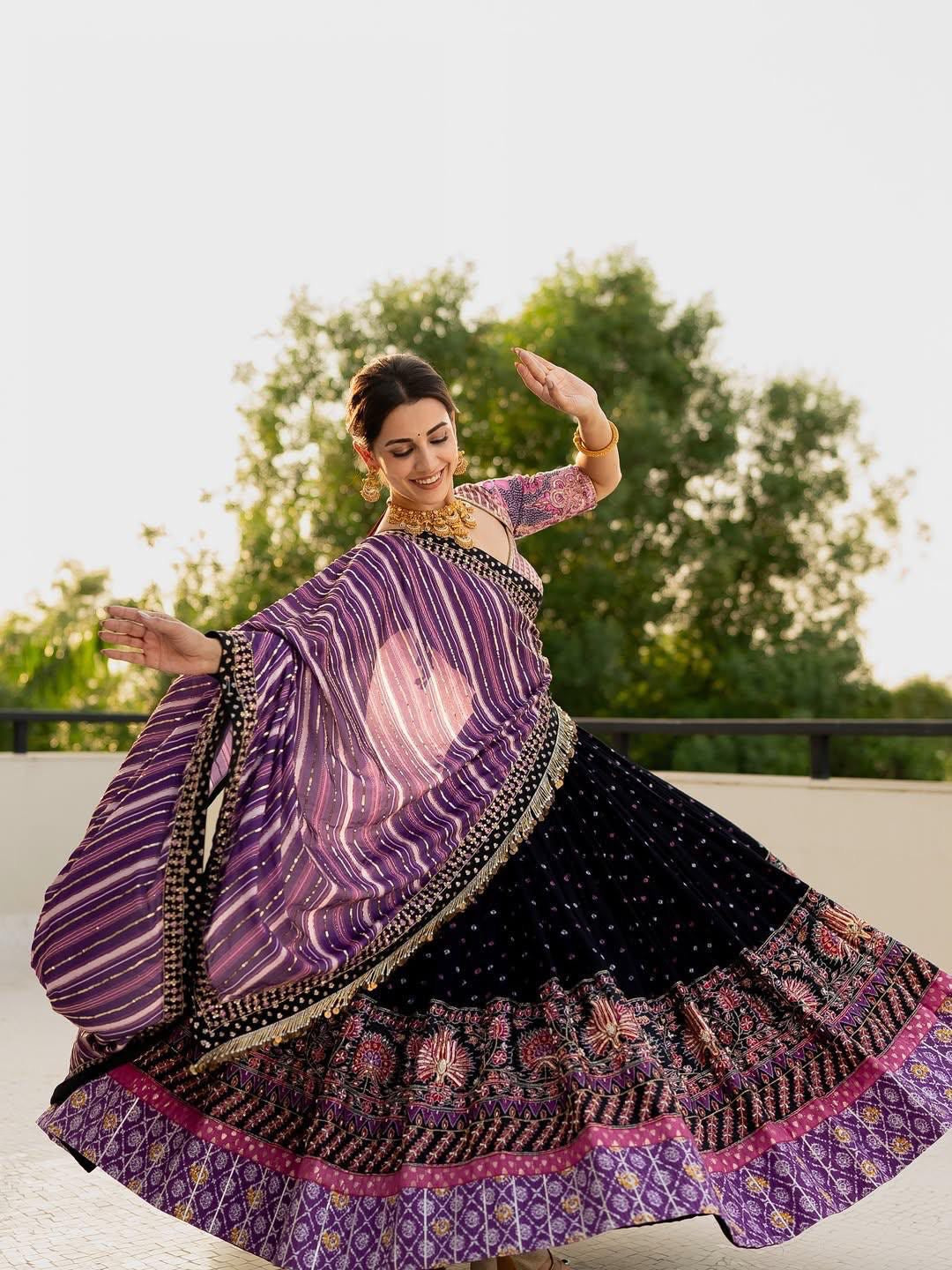 Muslin Silk Mirror Work Designer Chaniya Choli for Navratri