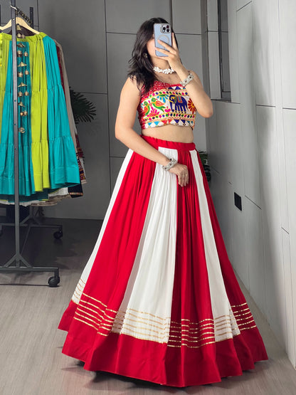 Red White Gota Patti Chaniya Choli | Navratri Garba Wear