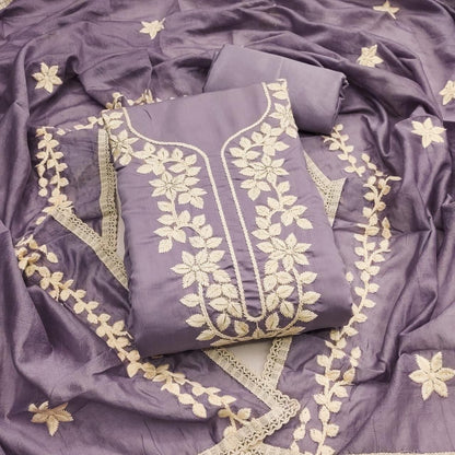 Roman Silk Embroidery Work Summer Special Dress Material for Women