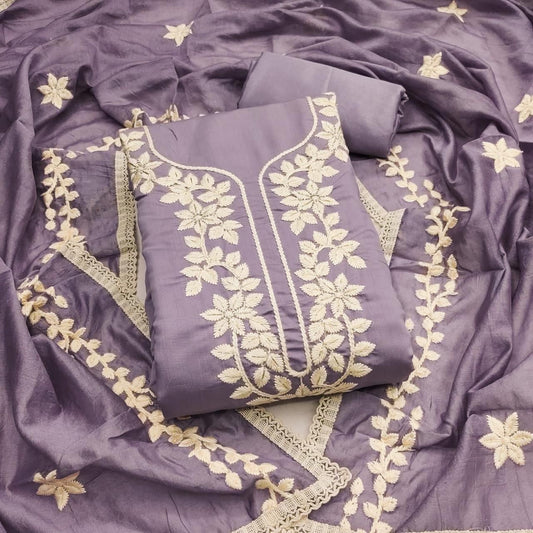 Roman Silk Embroidery Work Summer Special Dress Material for Women