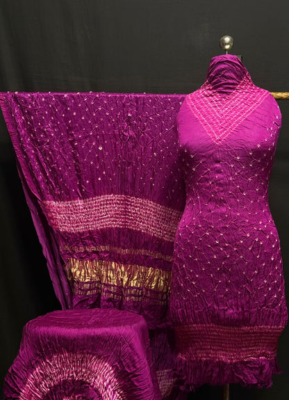 Modal Silk Shibori Bandhani Dress Material (Unstitched) - Premium  from Ethenika.com  - Just INR 6990! Shop now at Ethenika.com 
