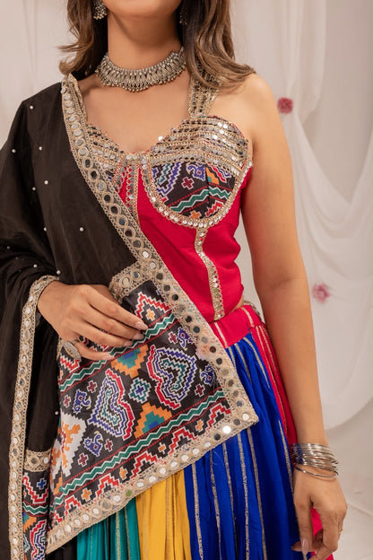 Rayon Multicolor Patola Print Chaniya Choli | Navratri Garba Wear