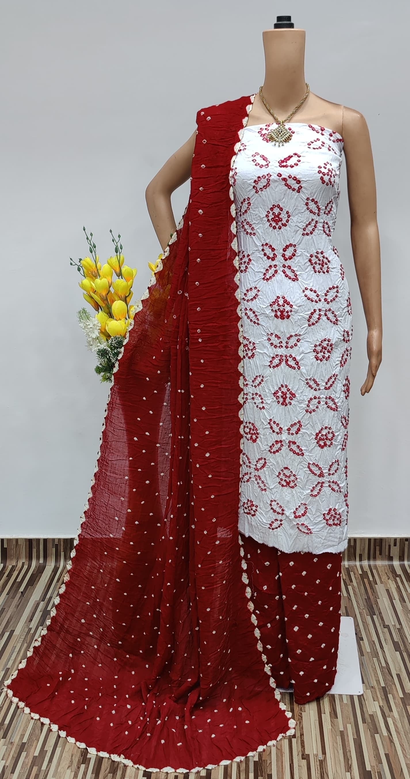 Cotton White Concept Kutch Barik Bandhej work Bandhani Dress Material - Premium  from Ethenika.com  - Just INR 1890! Shop now at Ethenika.com 