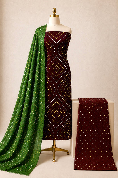 Premium cotton Bandhani dress material by Ethenika