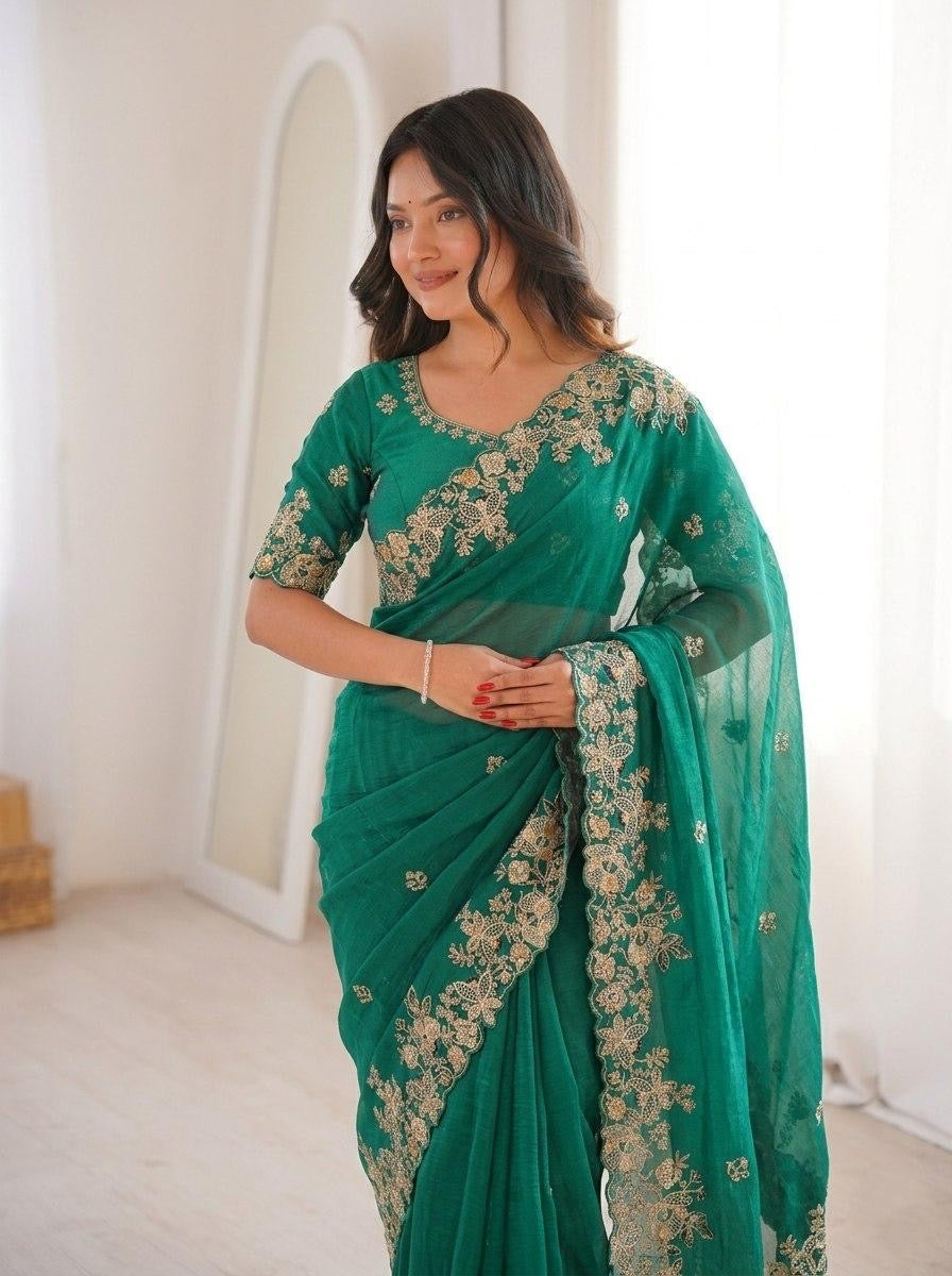 Ethenika Premium Chiffone Party Wear Designer Saree