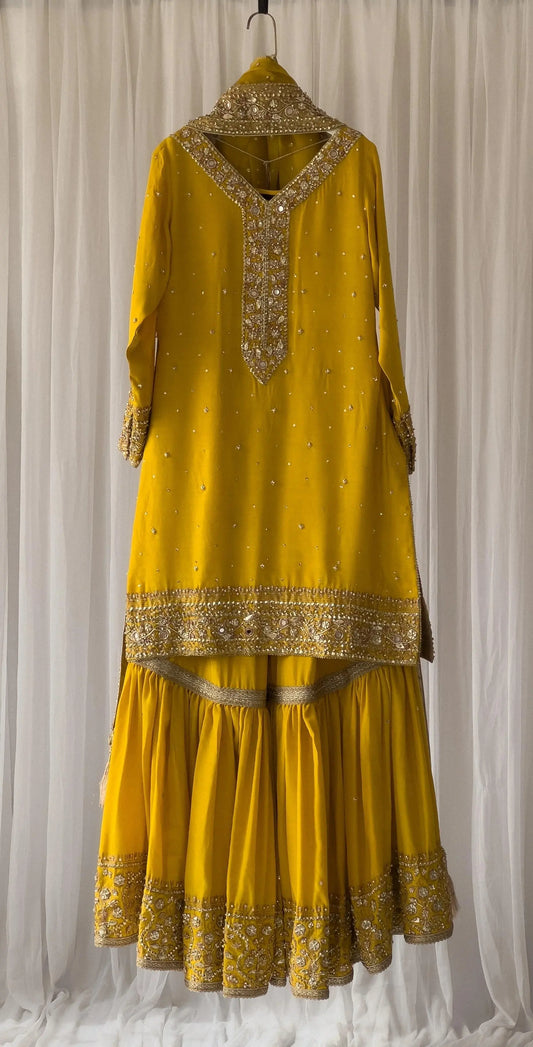 Faux Georgette Haldi Ceremony Dress (Ready to Wear) Ethenika.com