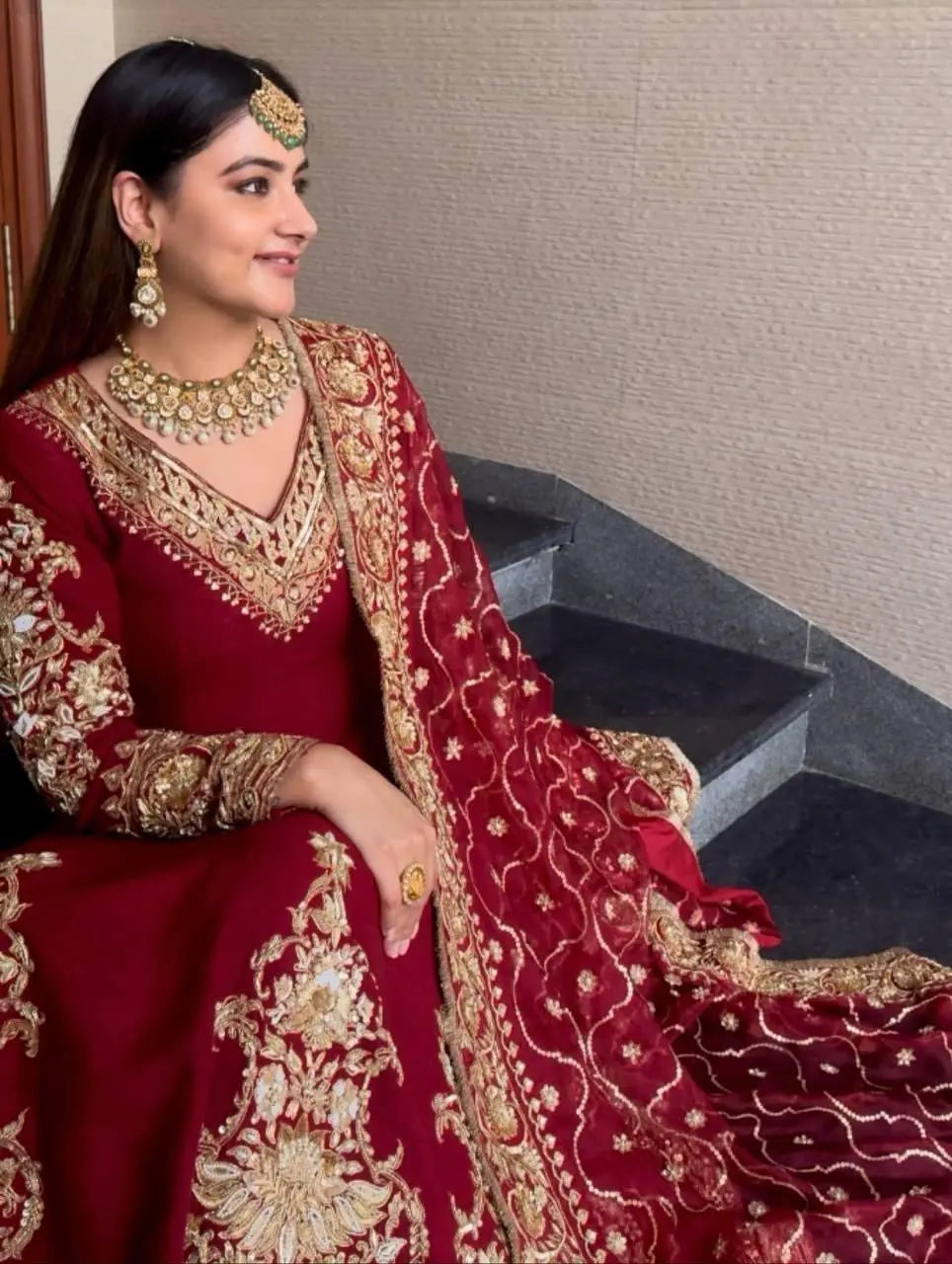 Faux Georgette Sequence Embroidery Work Designer Anarkali Gown Pant Dupatta Set Ethenika.com