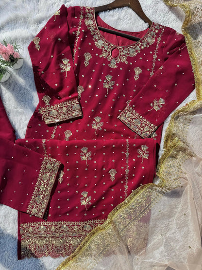 Faux Georgette Sequence Moti Work Eid Special Dress for women (Stitched) Ethenika.com